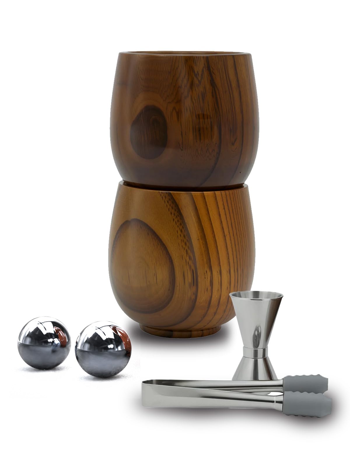 IENGEBH wooden whiskey glasses set 2: two handcrafted cups in a premium gift box for gifting.