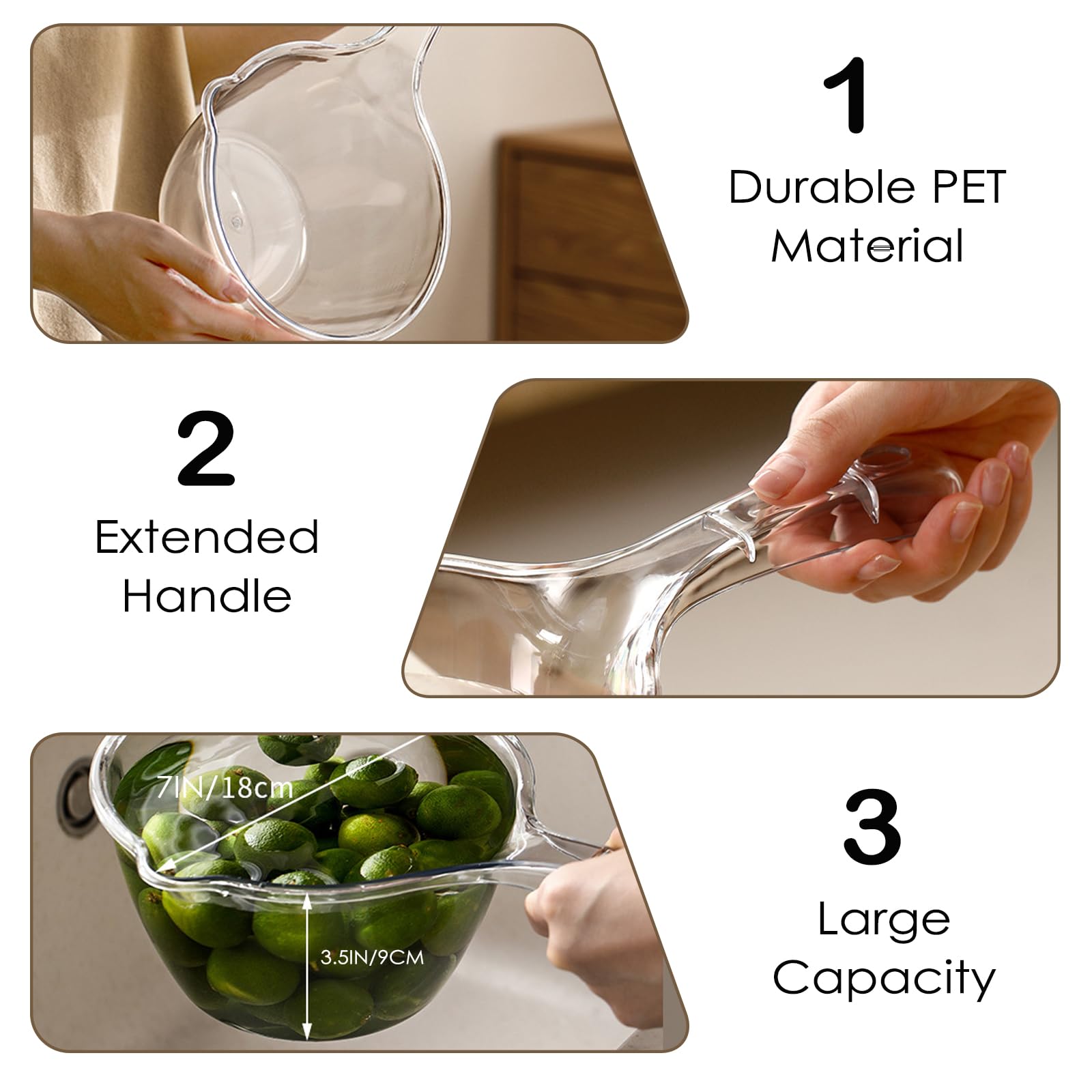 Iensen green ladle front view showing generous capacity for daily chores.