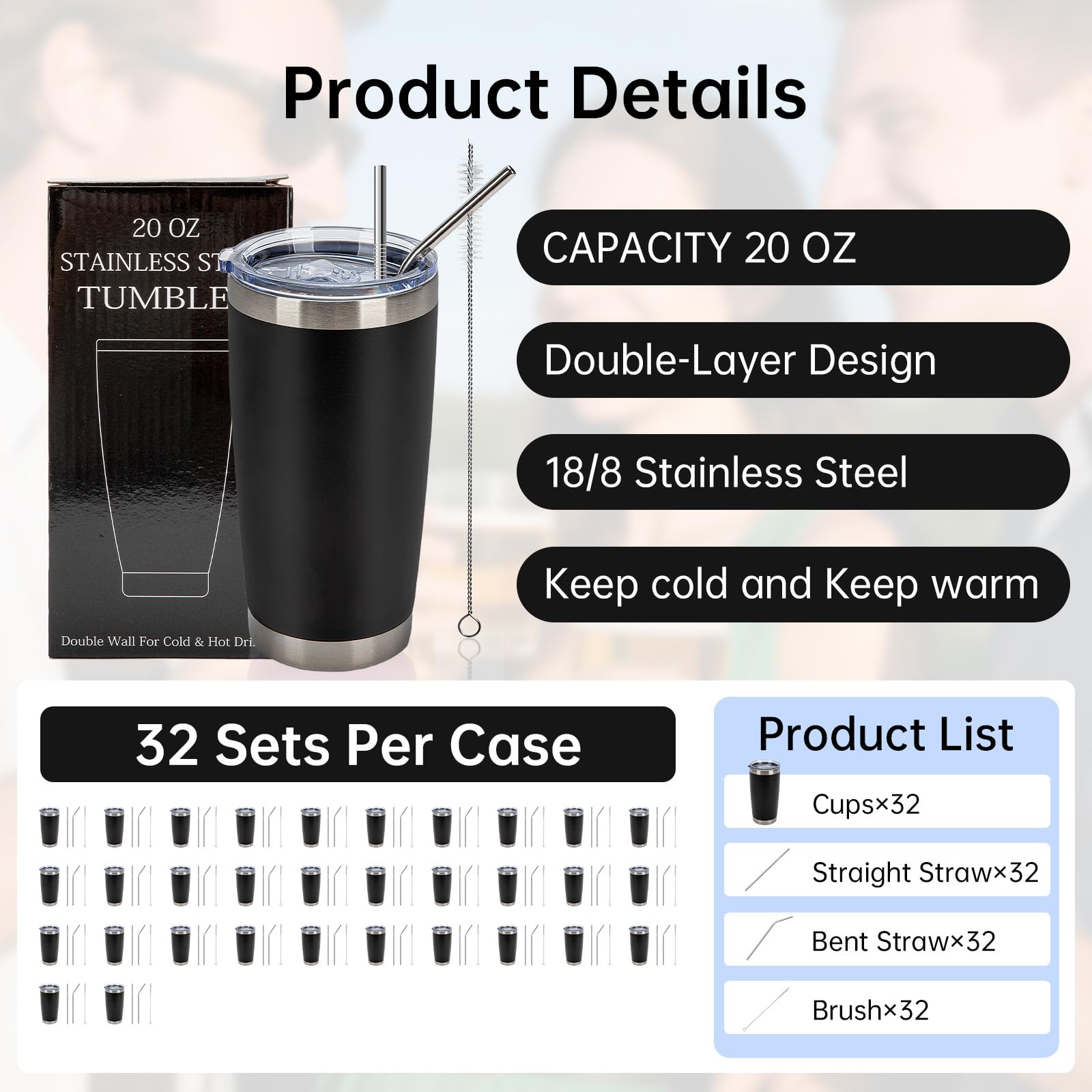 IEOVIEE bulk tumbler in gift box, ideal for events and giveaways.