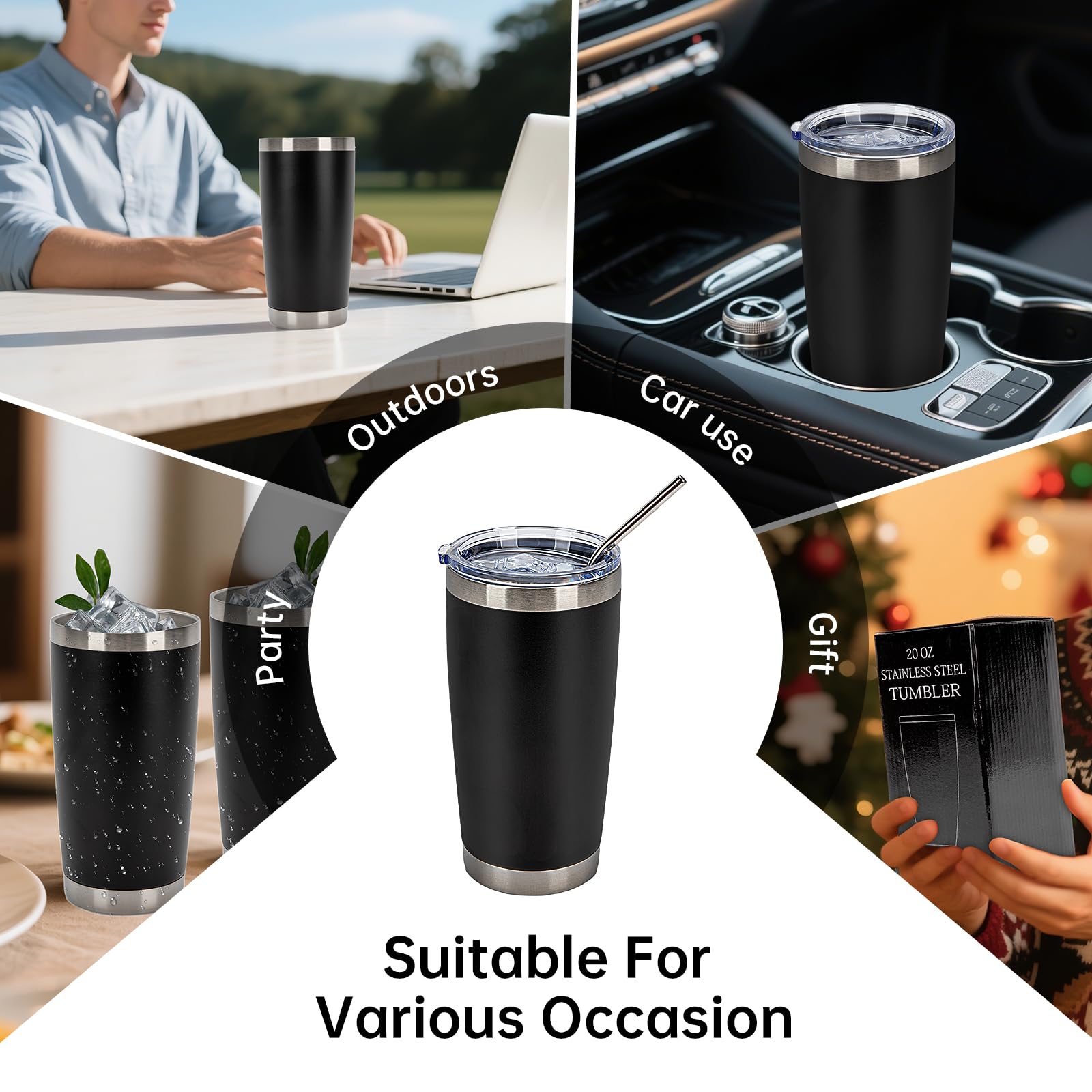 IEOVIEE car cup-holder-friendly tumbler for on-the-go hydration.