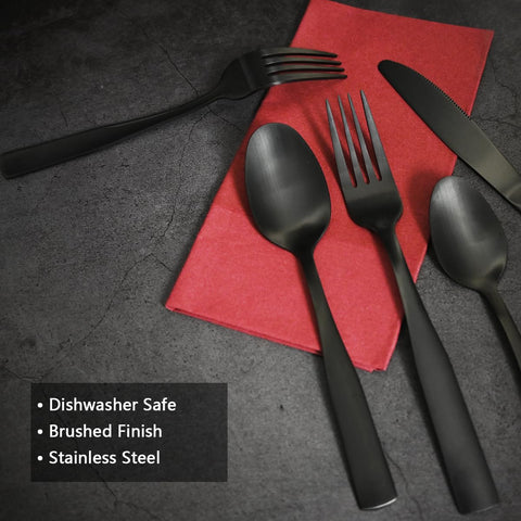 IFERRENS dishwasher-safe 18/0 stainless flatware shown ready for easy cleanup.