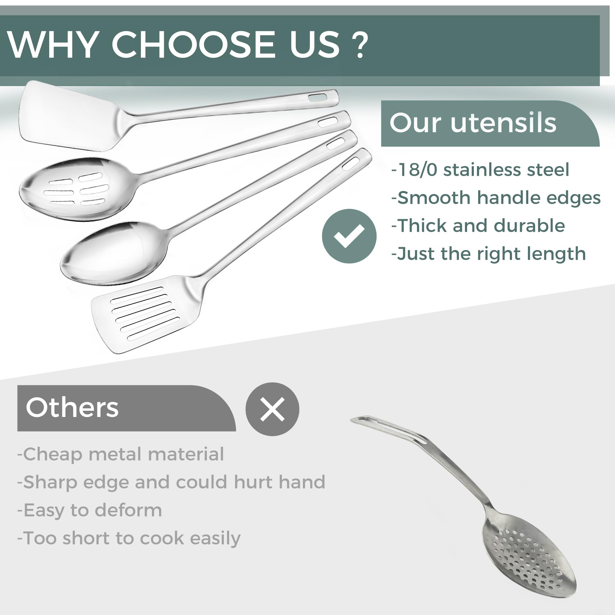 IFERRRENS serving spoons and spatula—versatile tools for catering, buffets, and home meals.