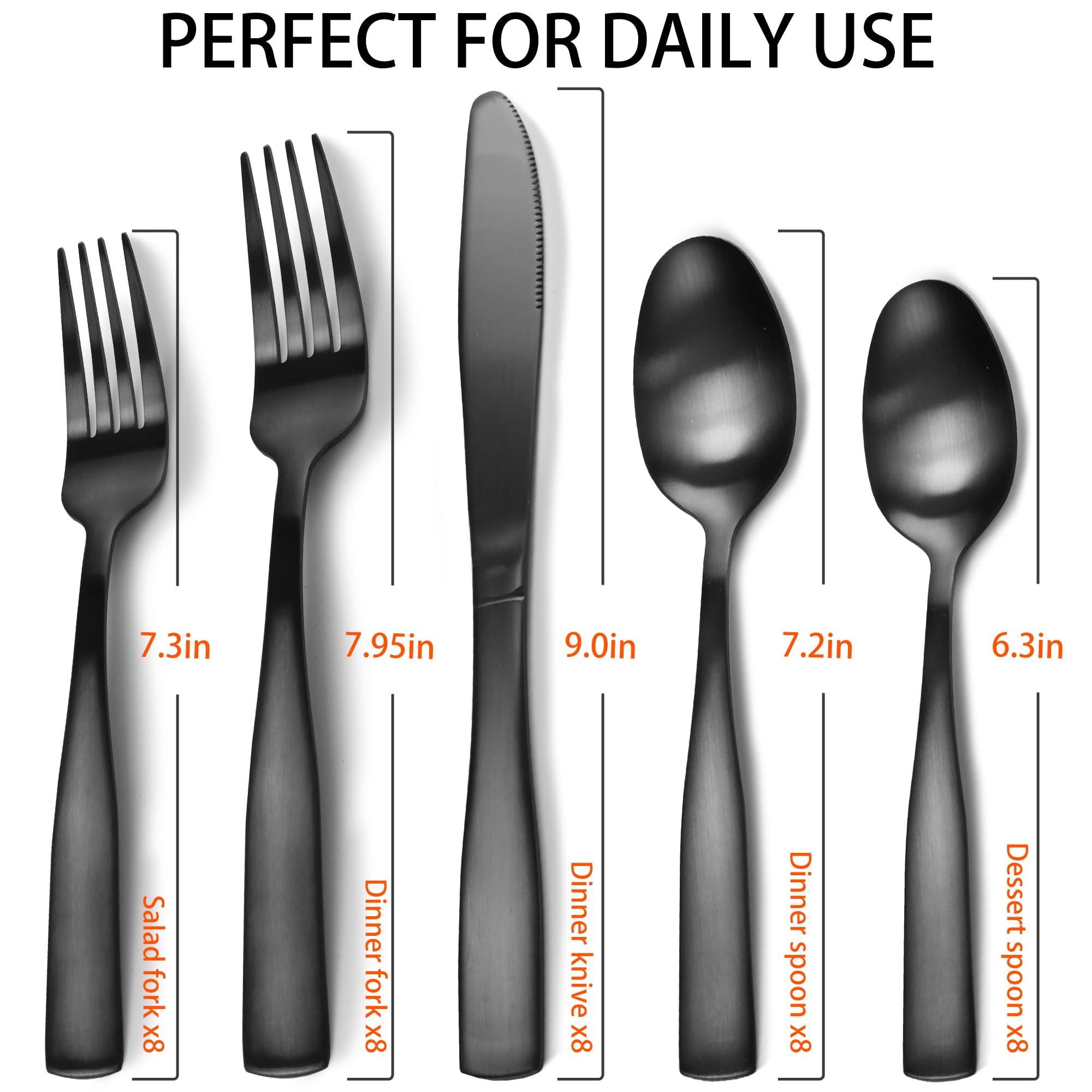 IFERRENS elegant black flatware set showcased as a gift-ready option for weddings or housewarmings.