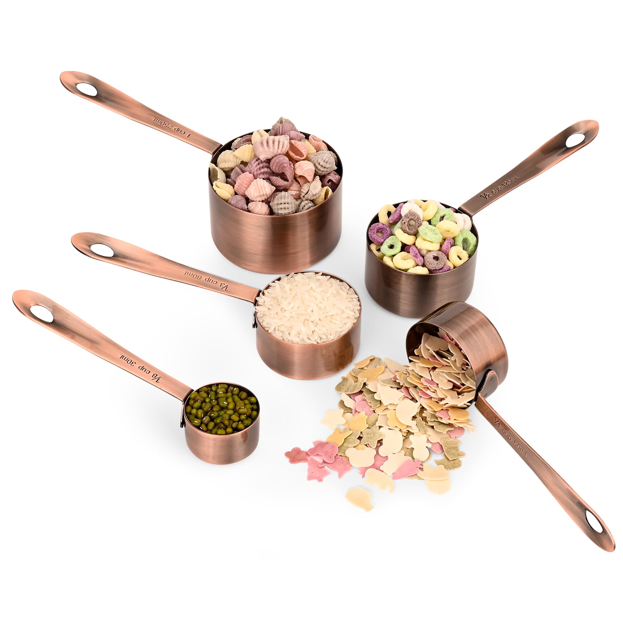 IFFMYJB copper plated measuring cups half cup 125ml nesting design saves kitchen space.