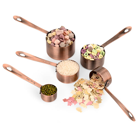 IFFMYJB copper plated measuring cups half cup 125ml nesting design saves kitchen space.