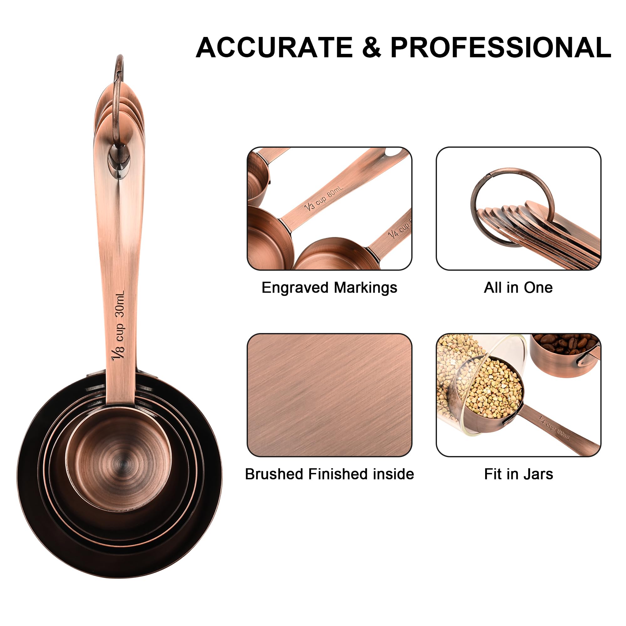 IFFMYJB copper plated measuring spoons eighth teaspoon 0.63ml comfortable handle.