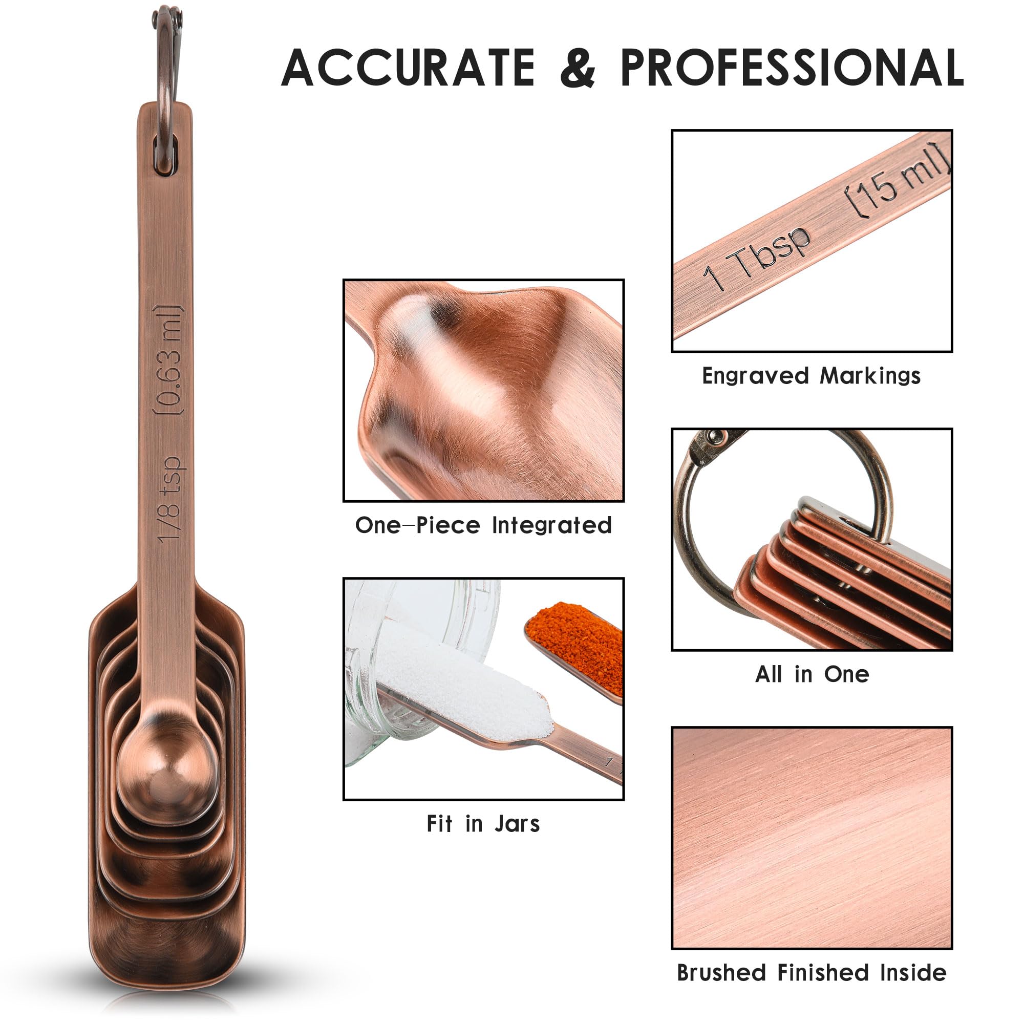 IFFMYJB copper plated measuring spoons quarter teaspoon 1.25ml accurate small-quantity prep.