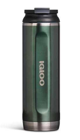 Igloo 20 oz tumbler with leakproof lid offers spill-free travel.