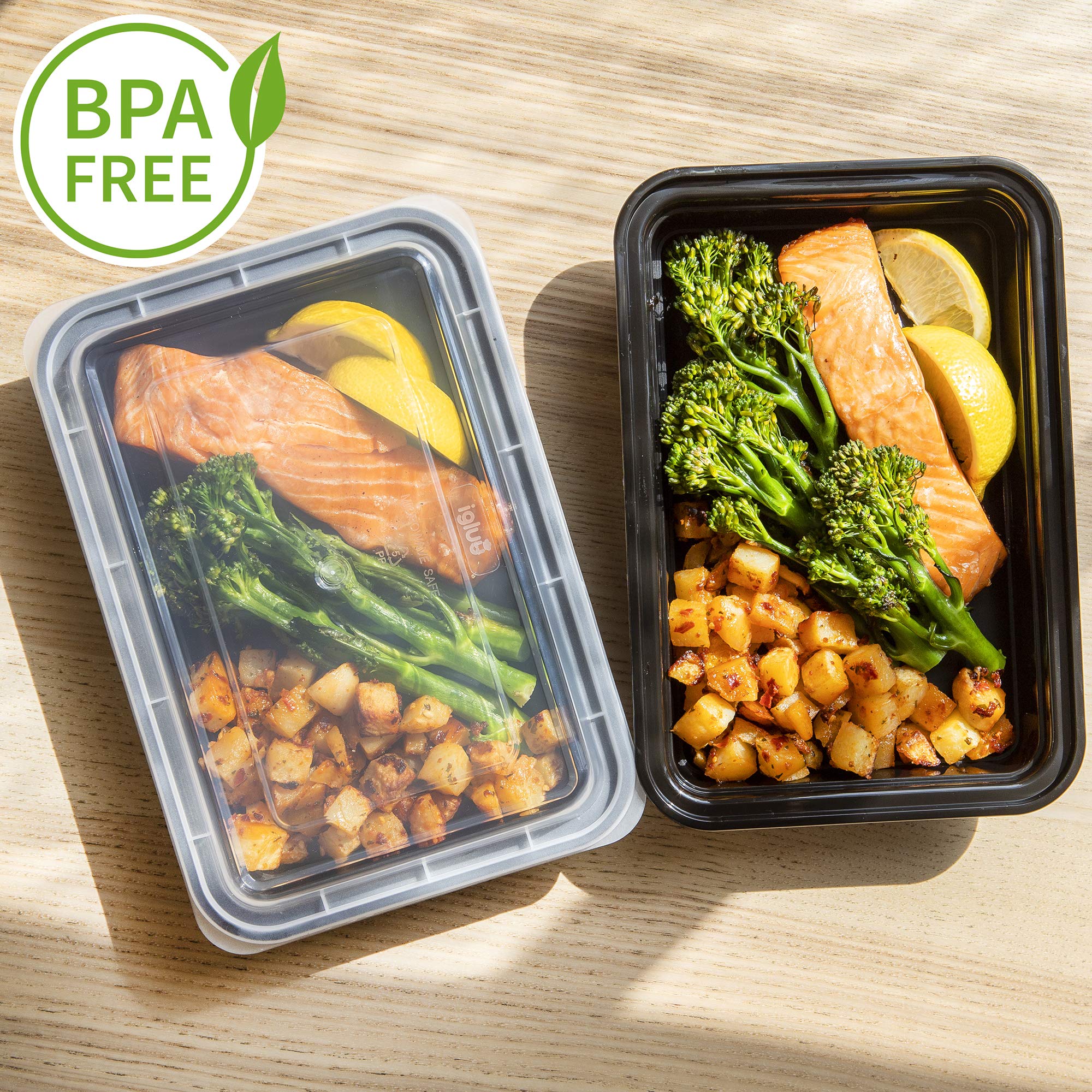 Igluu stackable meal prep containers showing nesting to save space.