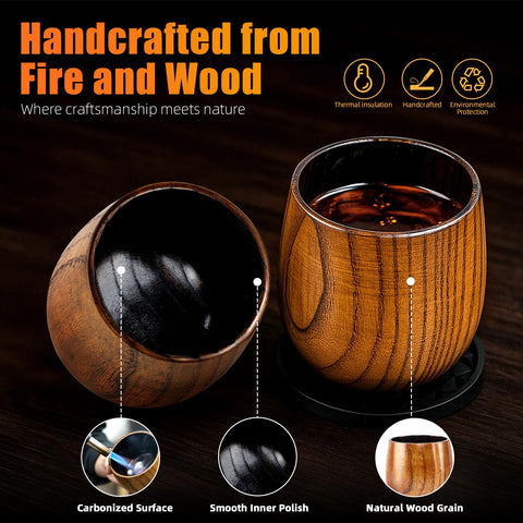 Ignismok matching wood coasters protecting surfaces with style.