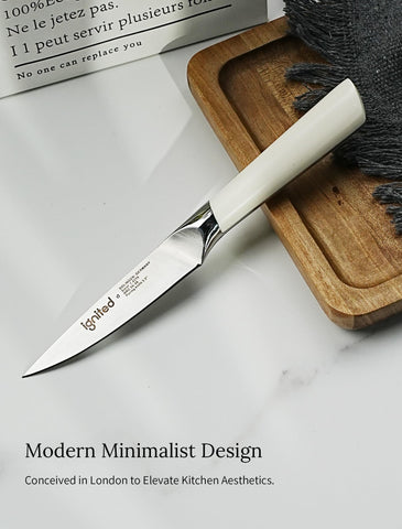 Ignited Cutlery knife with ergonomic ivory handle for comfortable grip during detailed prep