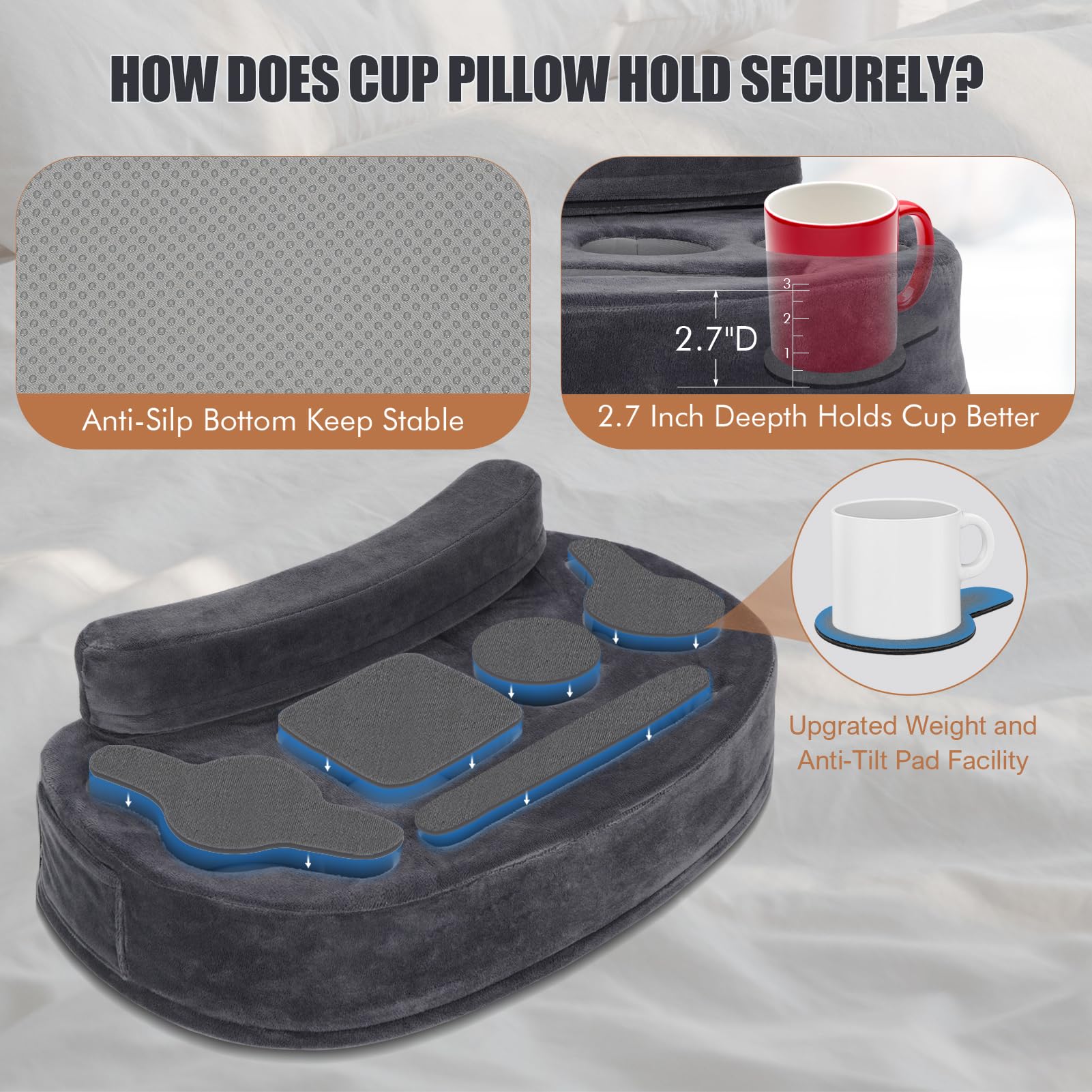 IGOHEALS car cup holder pillow keeps drinks steady during travel
