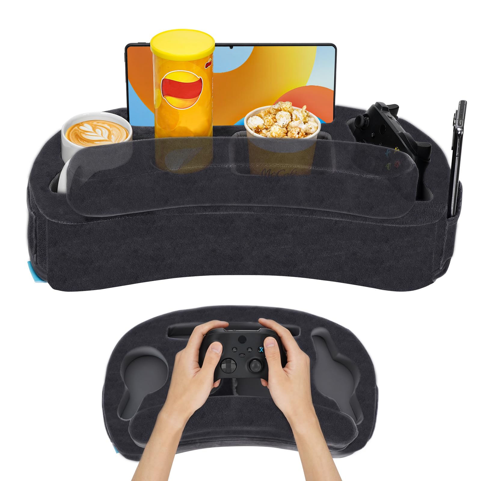 IGOHEALS couch cup holder on a sofa preventing spills and keeping drinks steady
