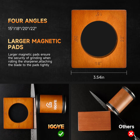 IGOYE angle settings 15 to 22 degrees for tailored knife edges
