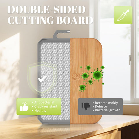IGOYE board with anti-slip silicone edge for stable chopping.
