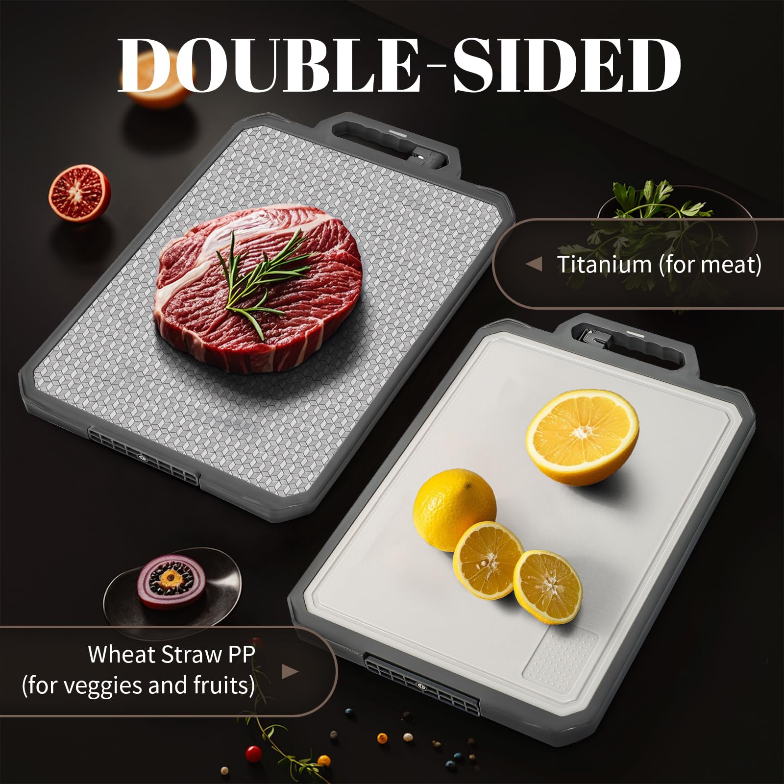 IGOYE large 17.2x12 inch cutting board in kitchen.