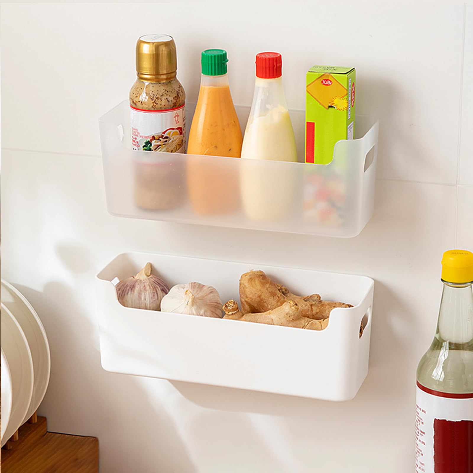 IGUOCY kitchen wraps and sponges stored neatly on a door for easy access