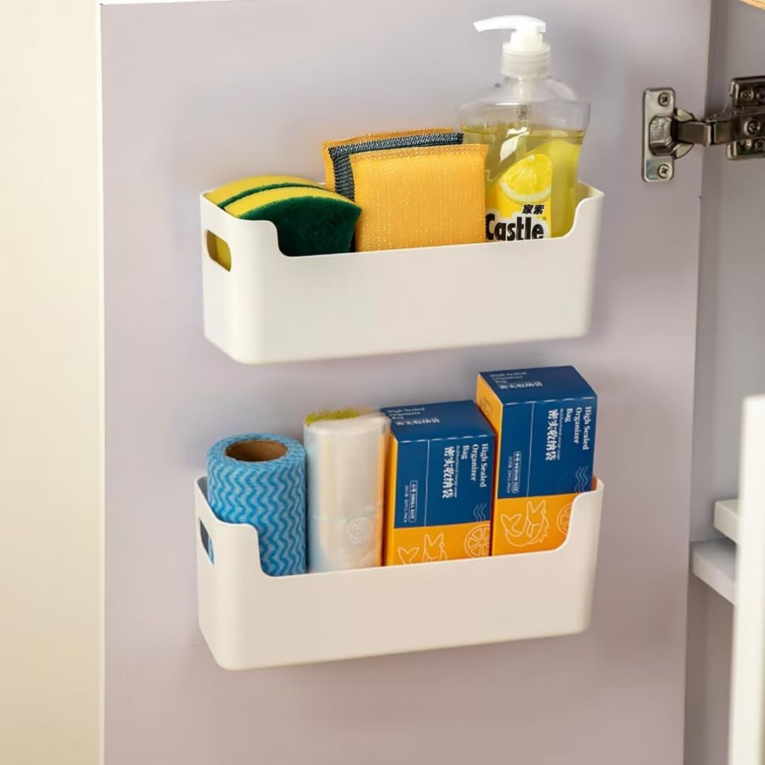 IGUOCY two-piece kitchen cabinet door organizer in white for space-saving storage