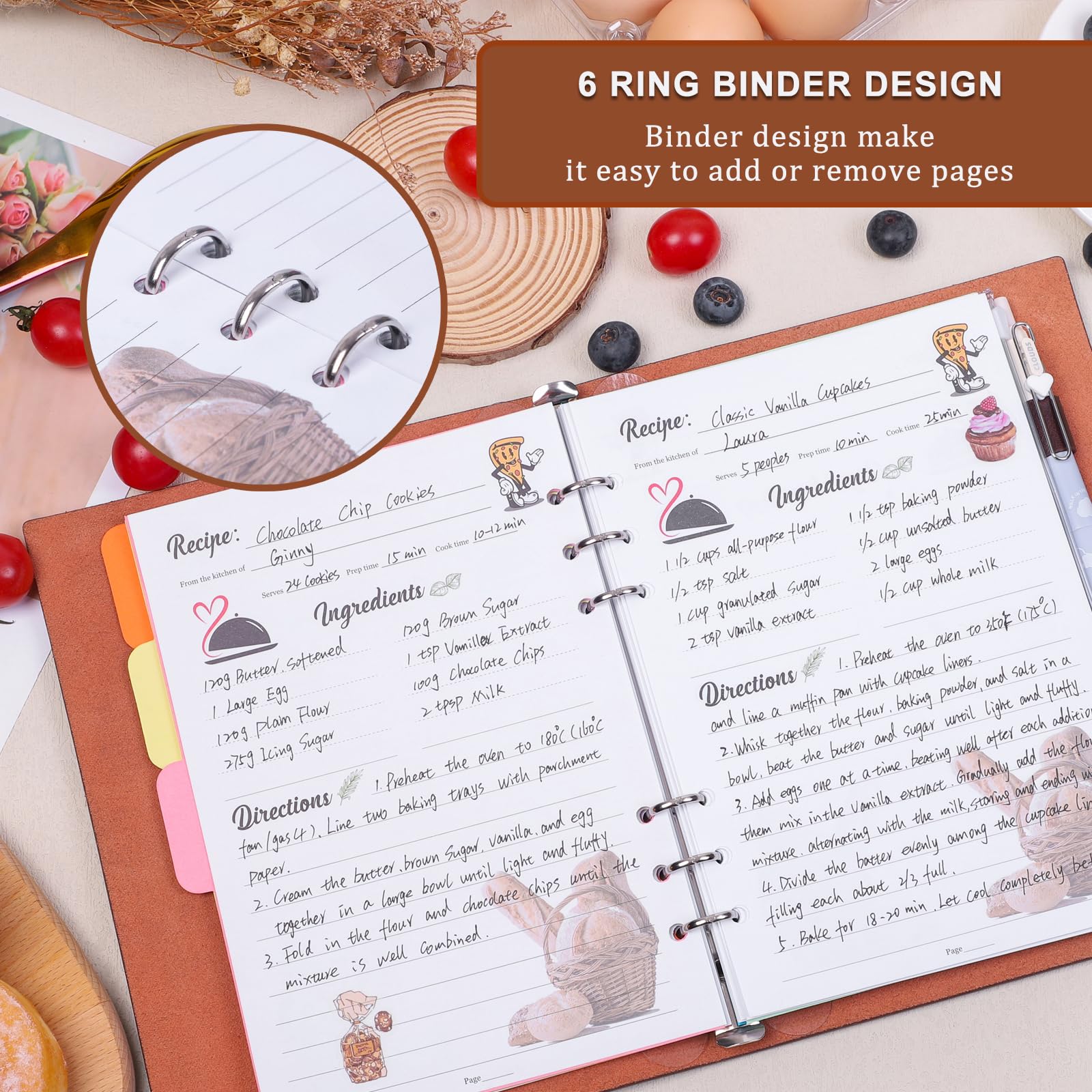 iHoesdste interior pages show the name page and a handy kitchen conversion chart for quick reference.