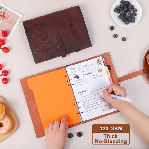 iHoesdste pages with dividers and recipe index help you organize dishes.