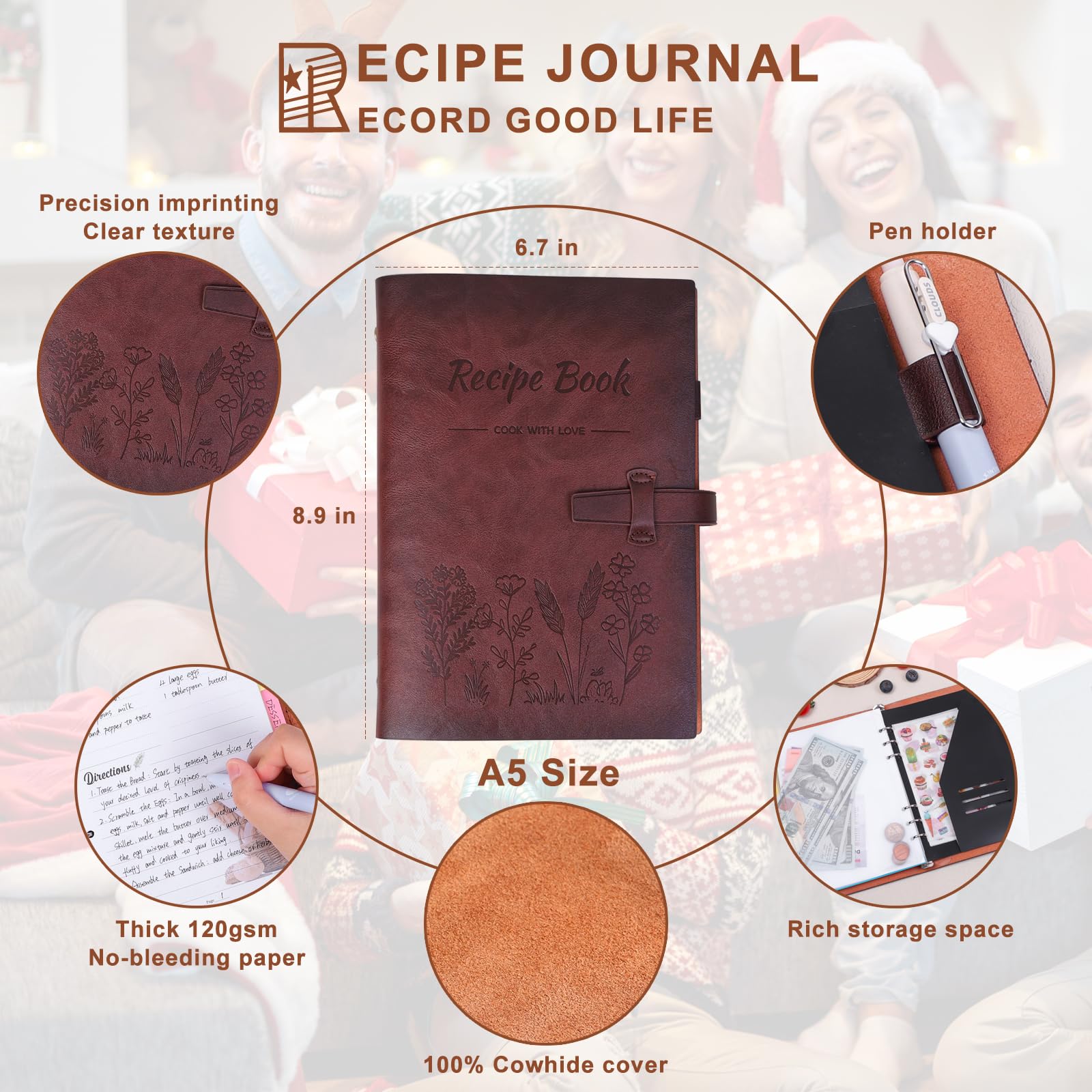 iHoesdste embossed leather cover detail highlights craftsmanship and lasting style.