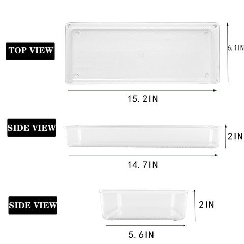 ihomecooker clear plastic tray in a makeup drawer for easy access to cosmetics.