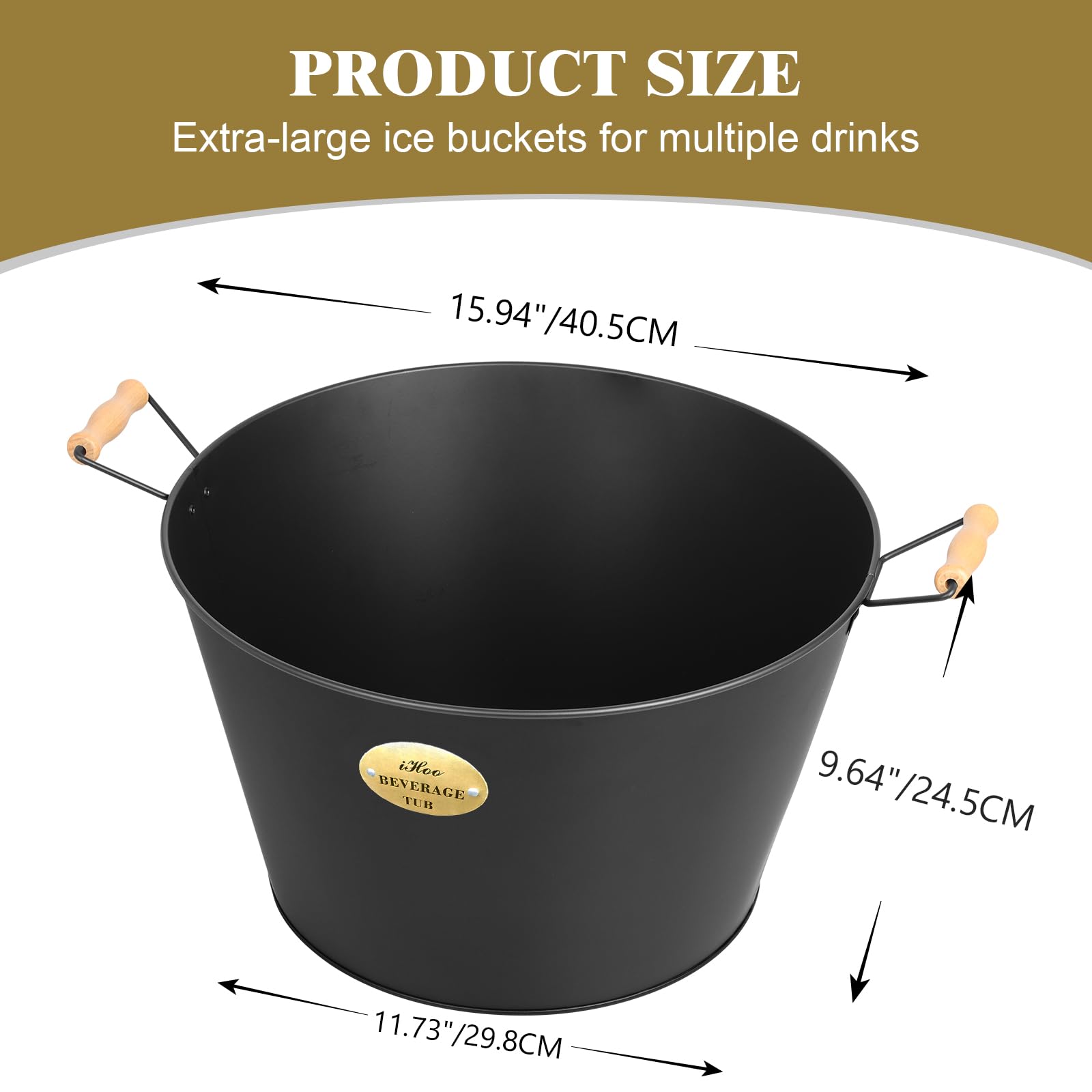 iHoo black galvanized tub supports multiple beverages at casual gatherings.