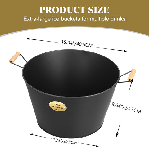iHoo black galvanized tub supports multiple beverages at casual gatherings.