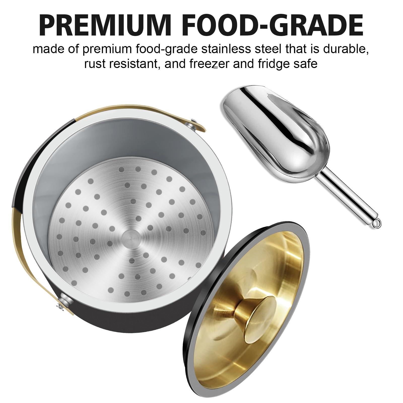 iHoo double-wall stainless steel ice bucket keeps ice cold longer during service
