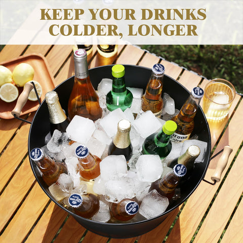 iHoo galvanized ice bucket resists rust, ideal for hours of chilling.
