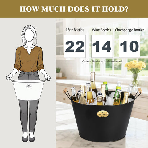 iHoo wooden-handle tub offers comfortable, non-slip transport for guests.