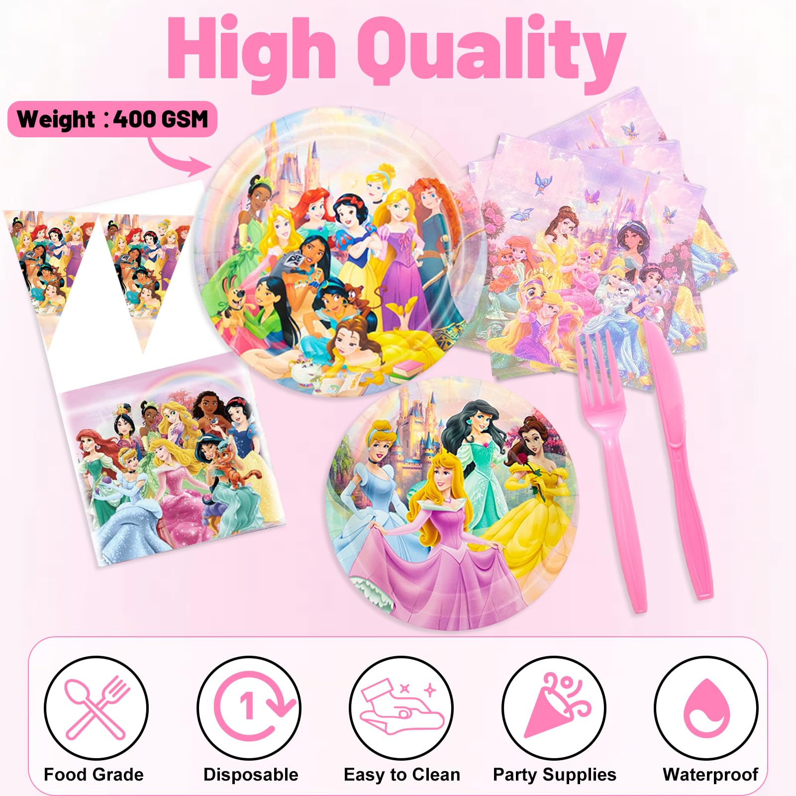 IIDEA princess napkins for quick cleanup and festive styling.