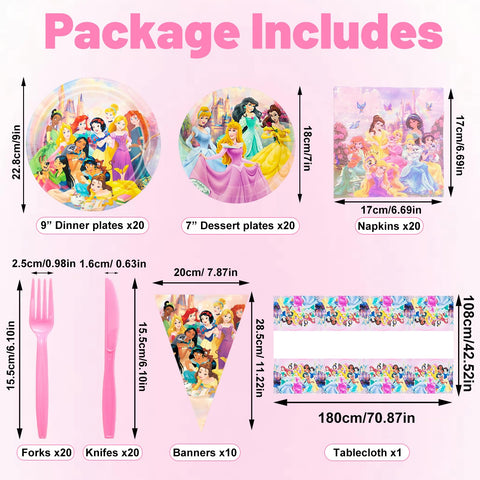 IIDEA 7-inch princess dessert plates for colorful dessert displays.