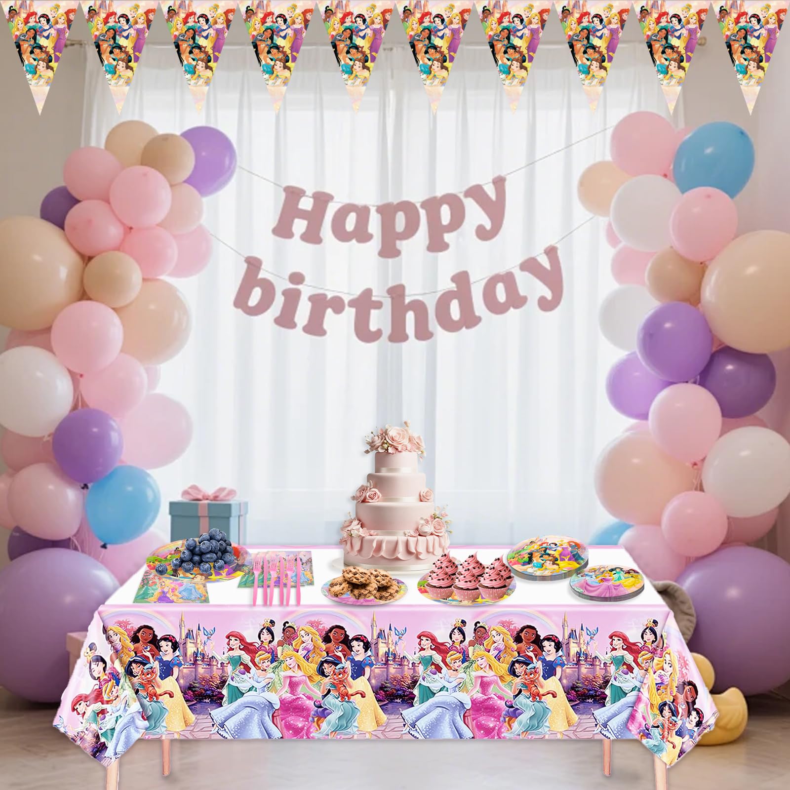 IIDEA princess decorations with florals enhance the celebration mood.