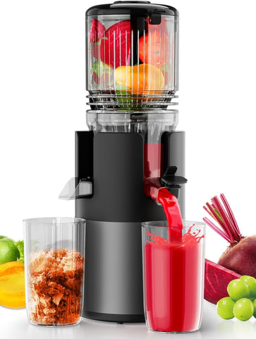 IIUIPI cold-press juicer with wide-feed chute for effortless whole-fruit juicing