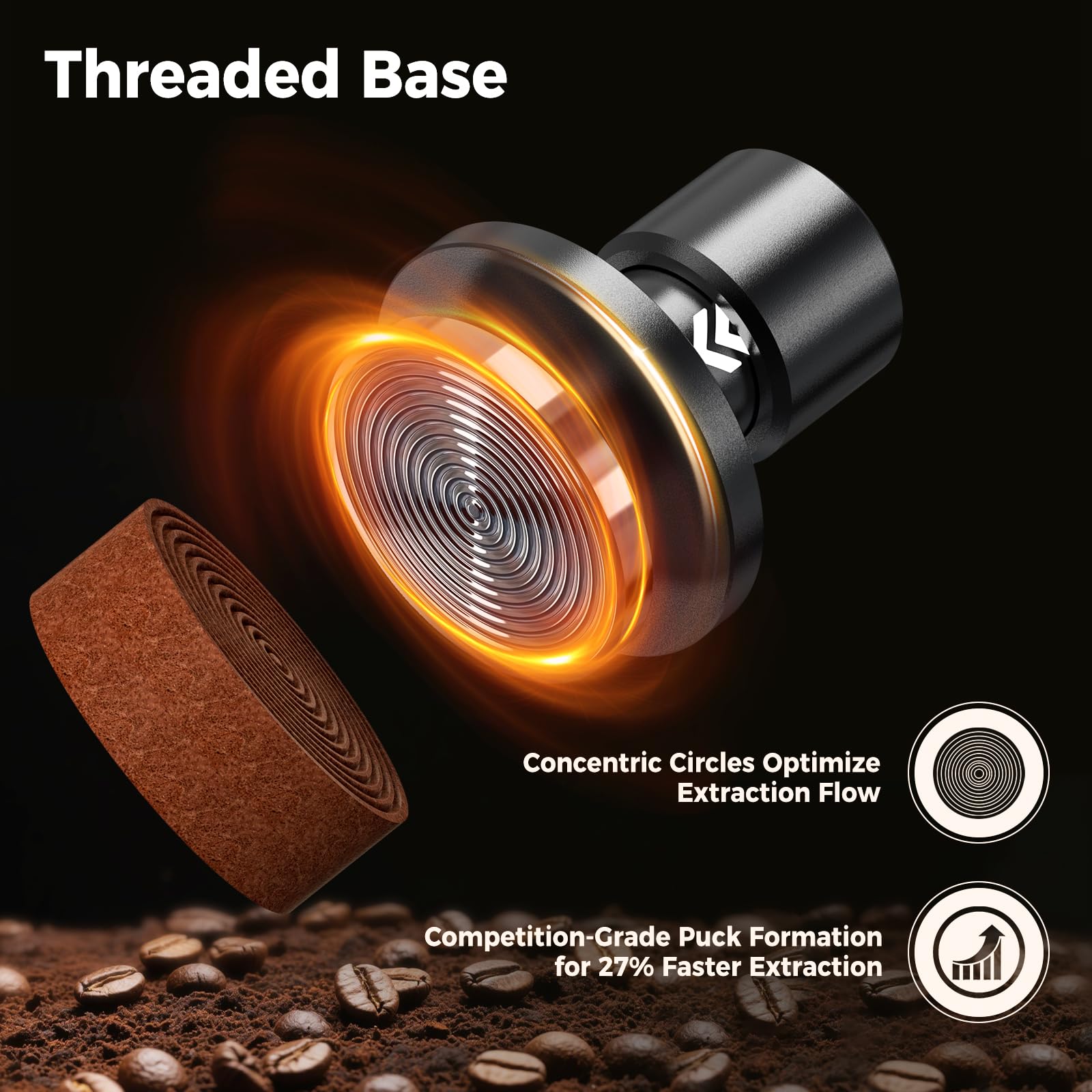 IKAPE tamper with 90-degree leveling ensures vertical, even tamping.
