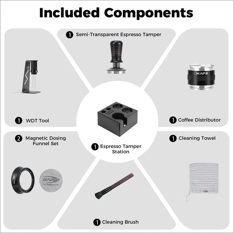 IKAPE magnetic funnel for spill-free pouring near the espresso machine.