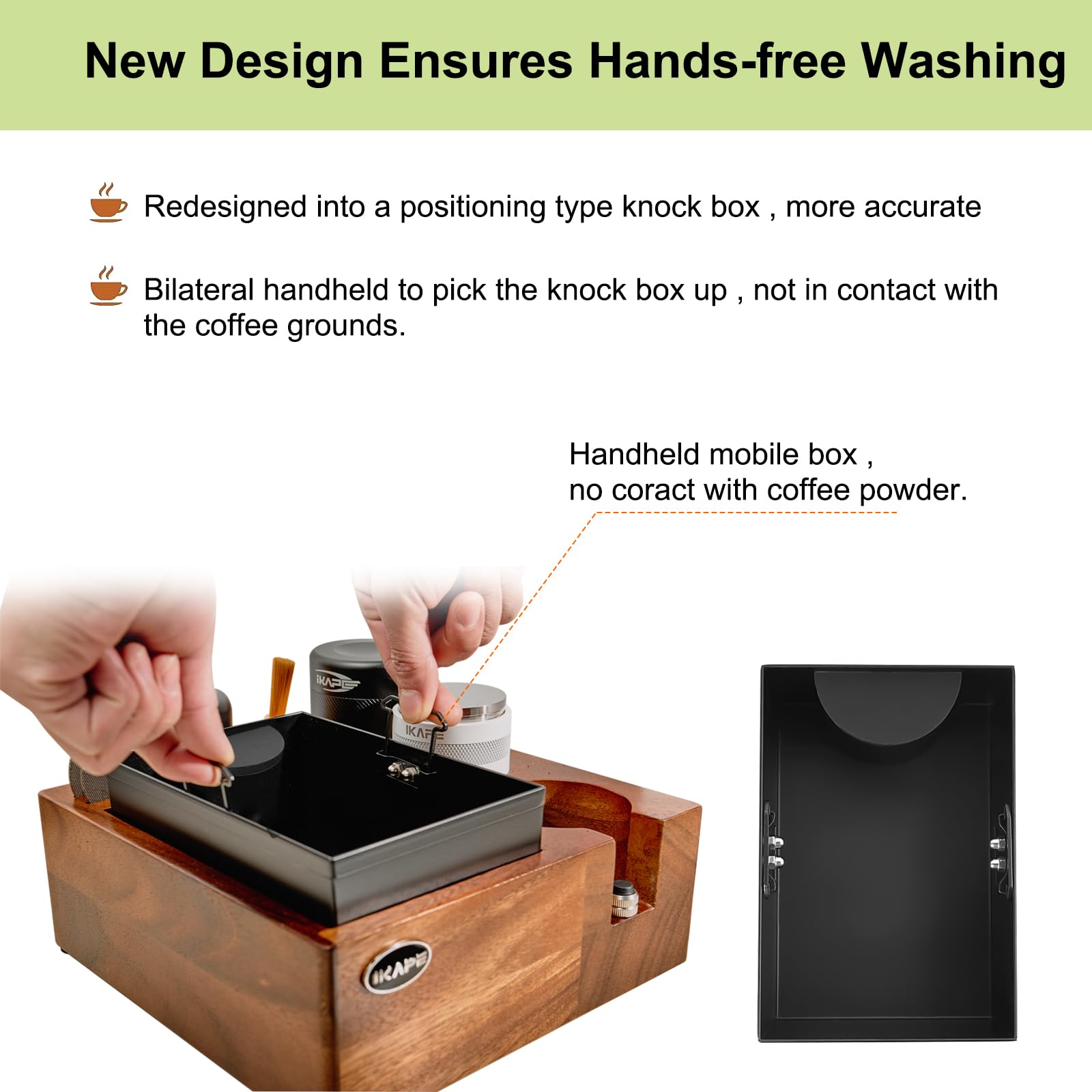 IKAPE V2 knock box creates a tidy espresso tools station