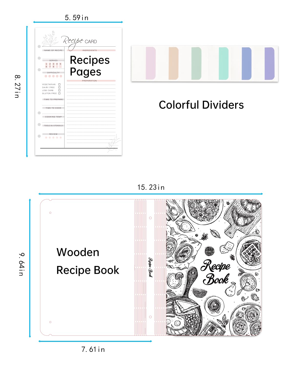 ikedas Woodcover Blank Recipe Book family recipes area for memories