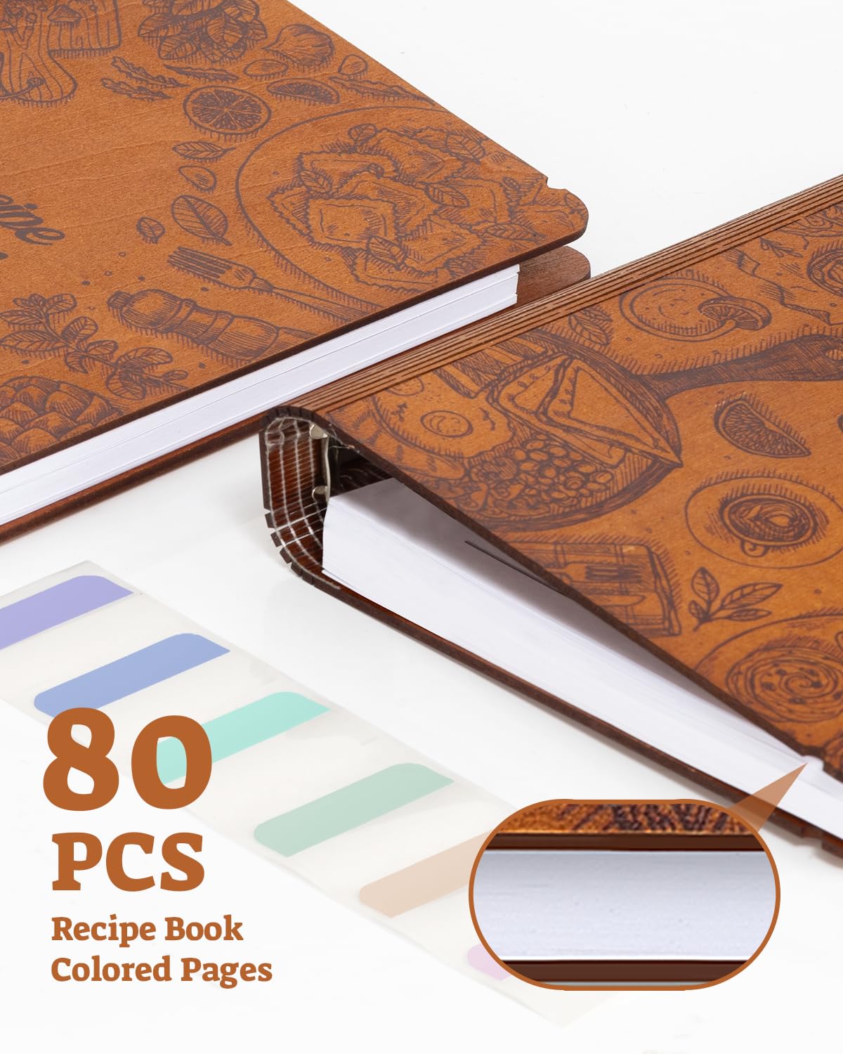ikedas Woodcover Blank Recipe Book stitched binding for lasting use