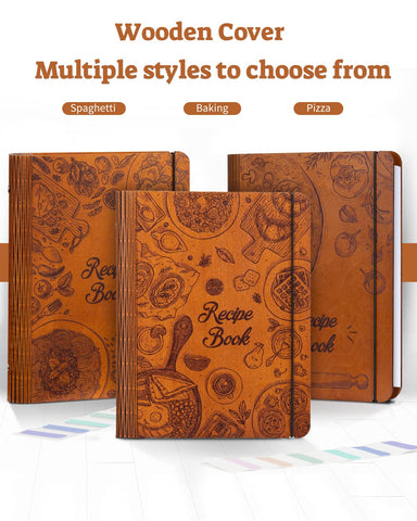ikedas Woodcover Blank Recipe Book wood grain finish for kitchen style