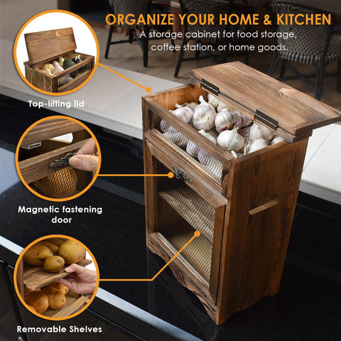 Ikee Design countertop cabinet suited for a tidy coffee station setup.