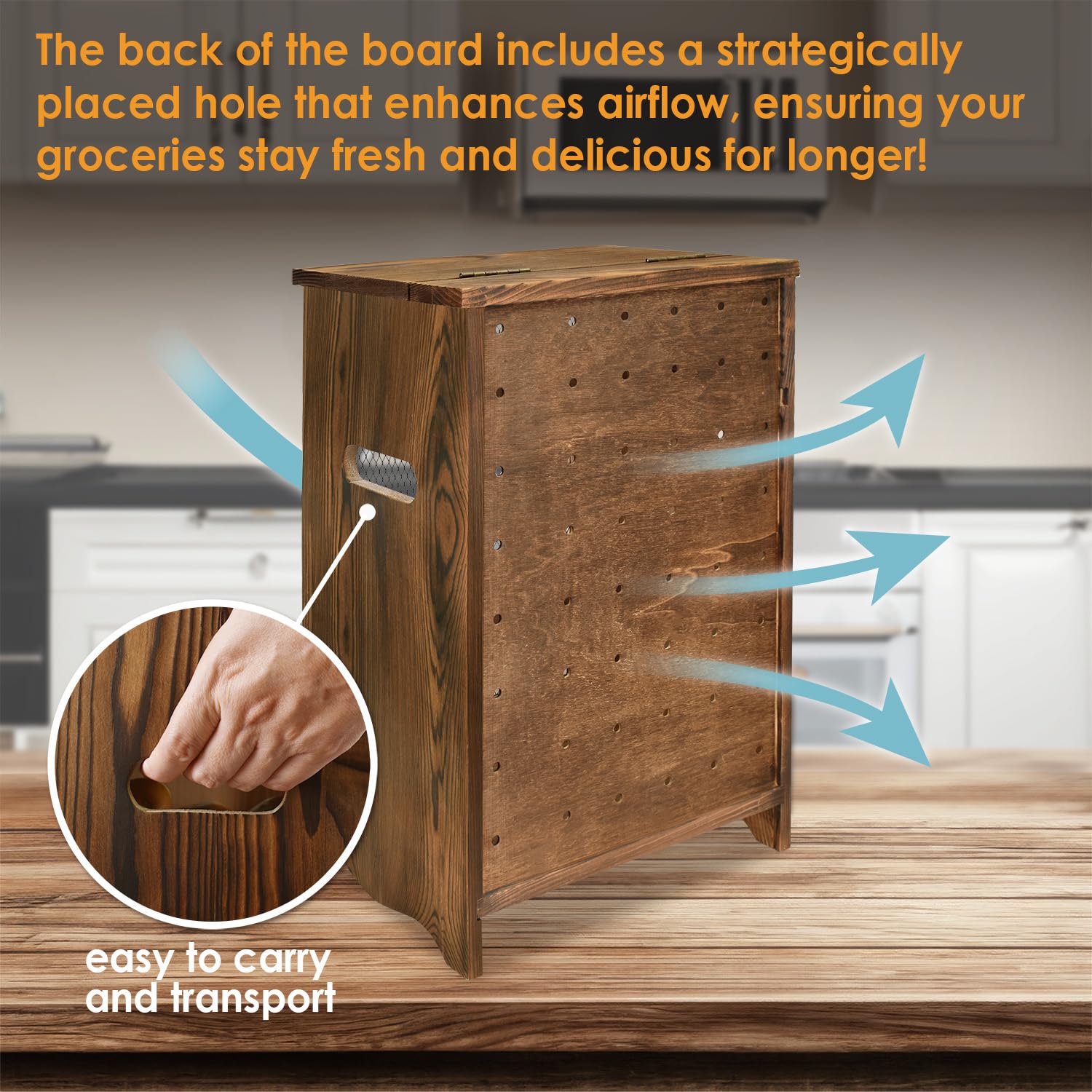 Ikee Design durable pine wood with rustic finish adds warm kitchen style.