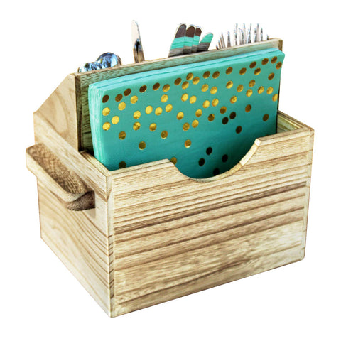 Ikee Design oak flatware caddy with three deep compartments