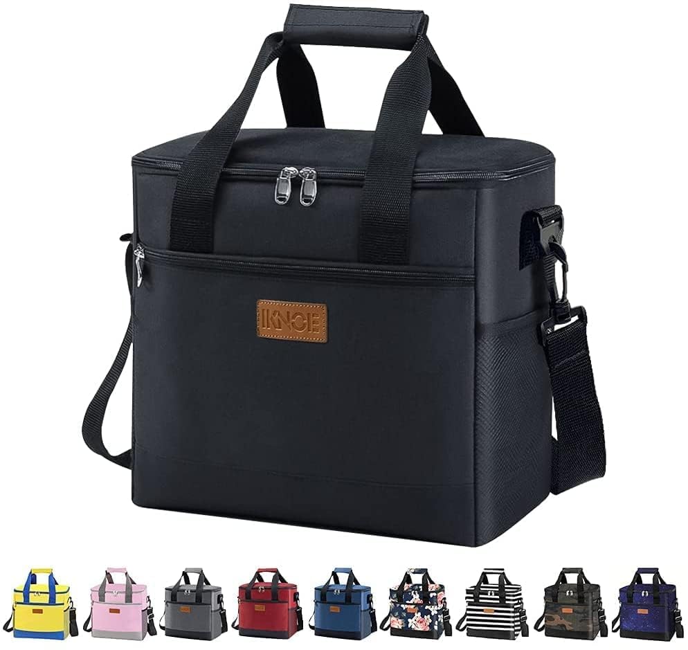iknoe 24-can insulated bag keeps drinks cool during workdays.