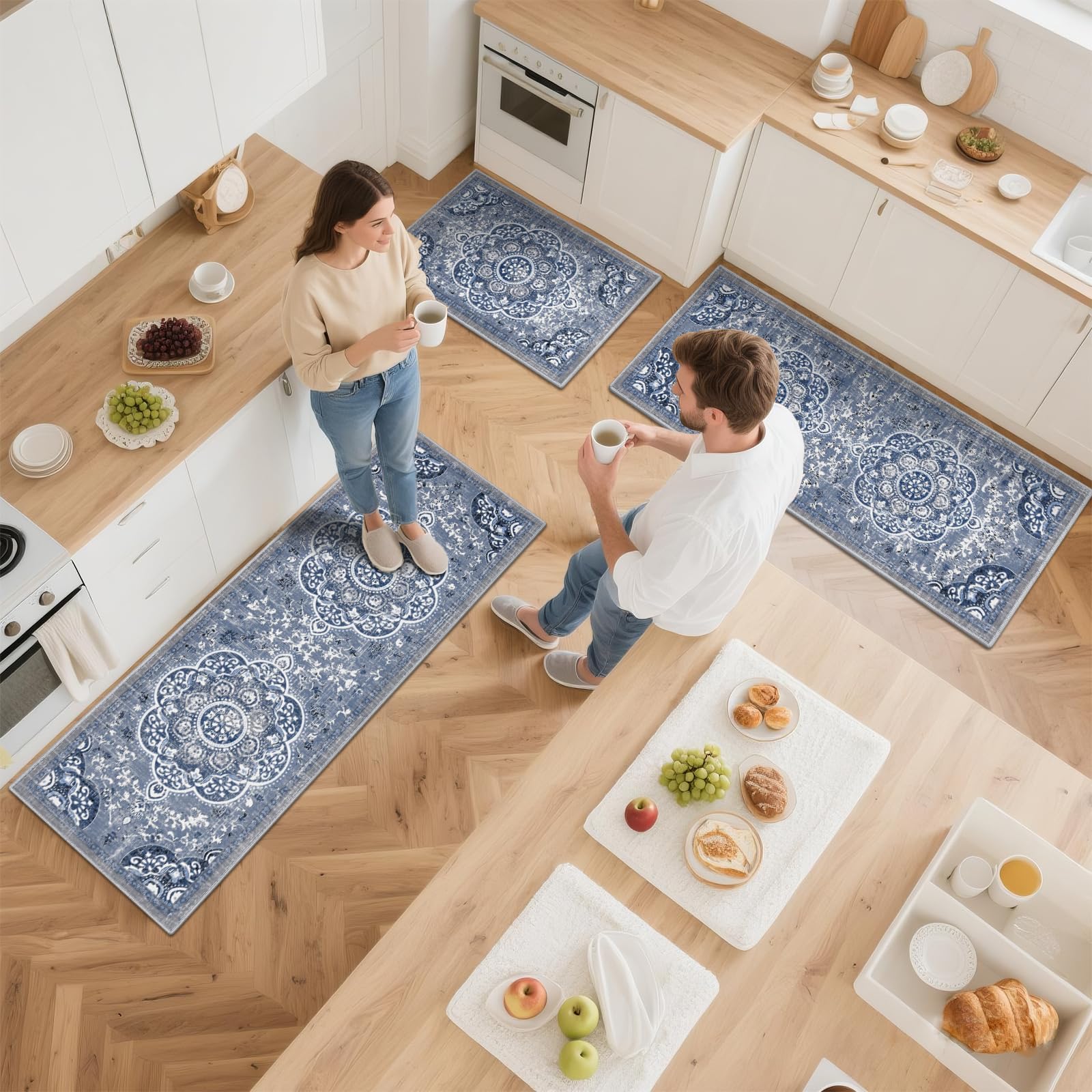 Non-slip backing of Ileading rug keeps it steady on the floor