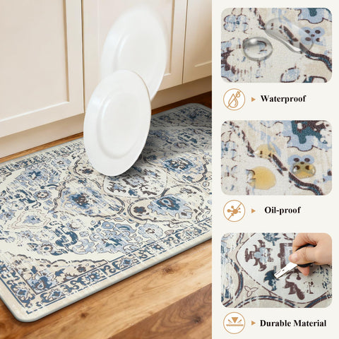 Ileading non-slip kitchen floor mat back stays in place on tile and wood
