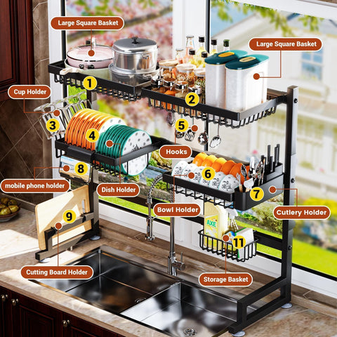 ilvvan 3-tier dish rack offers massive capacity for plates and cookware