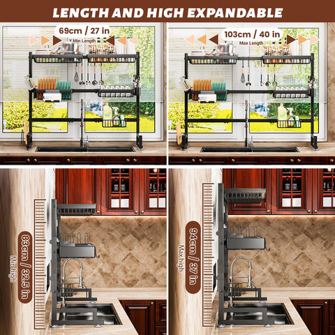 ilvvan dish rack in durable black metal finish resists rust