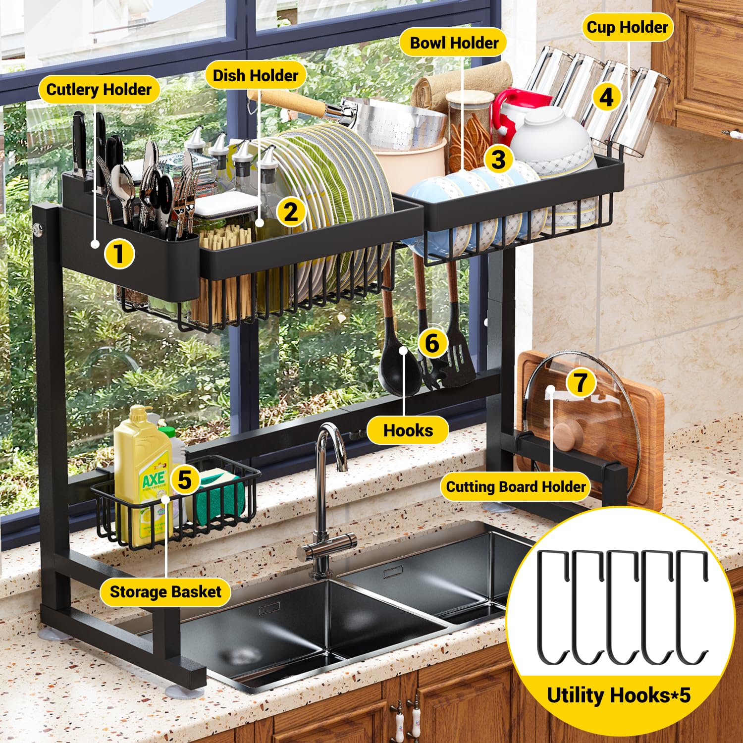 ilvvan over sink rack keeps drying essentials organized in the kitchen